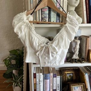 White button up crop top